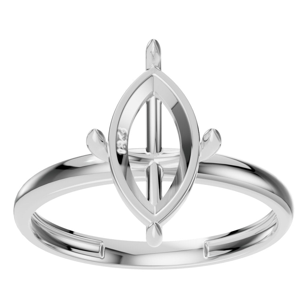 RI-9390 White Gold Ring UNSET - Front View