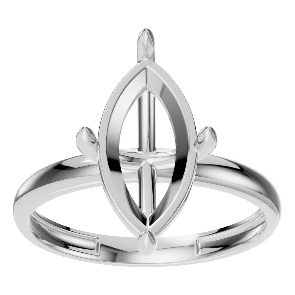RI-9390 White Gold Ring UNSET - Front View
