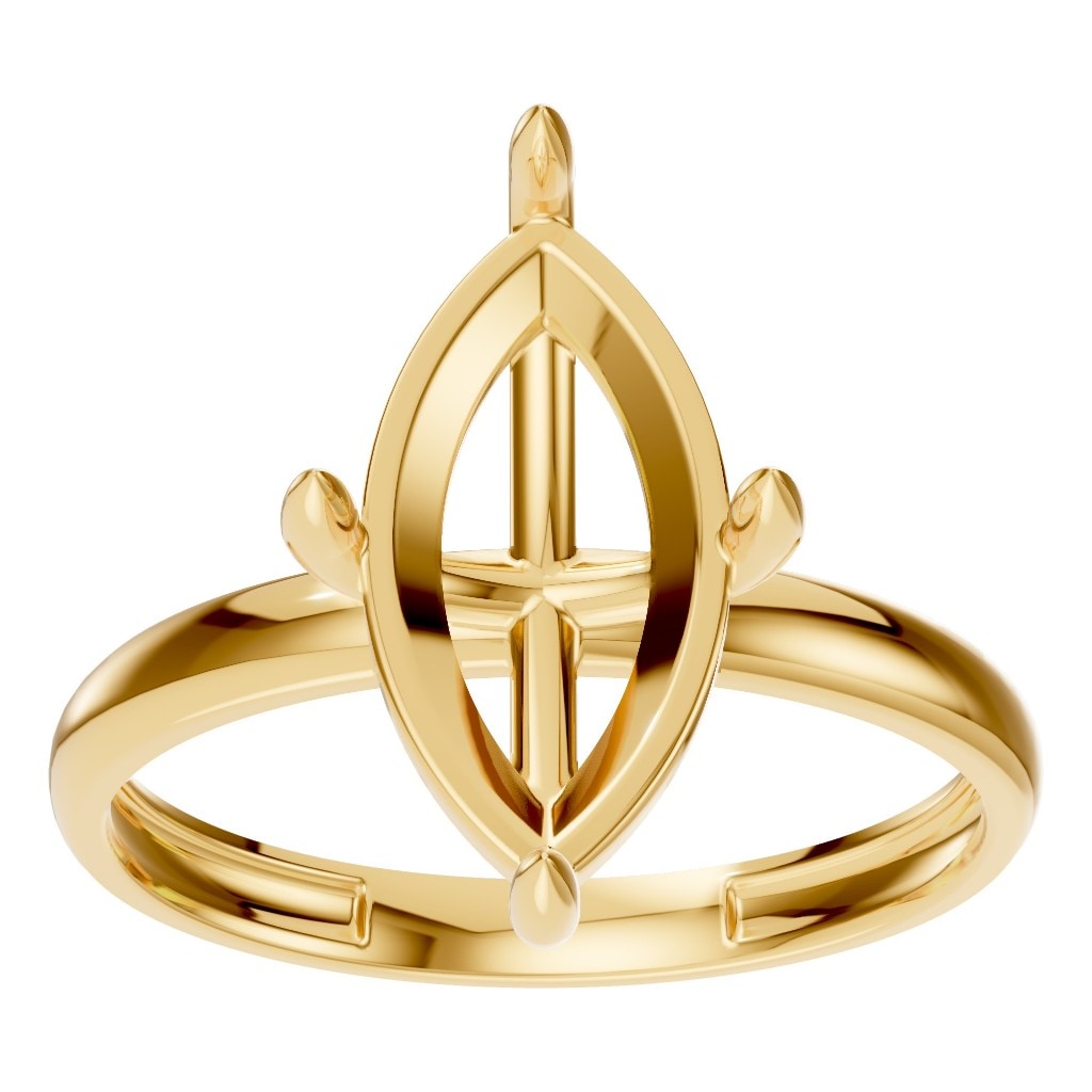 RI-9390 Yellow Gold Ring UNSET - Front View