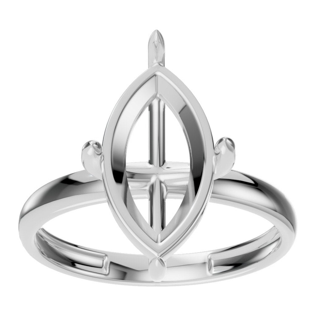 RI-9390 White Gold Ring UNSET - Front View