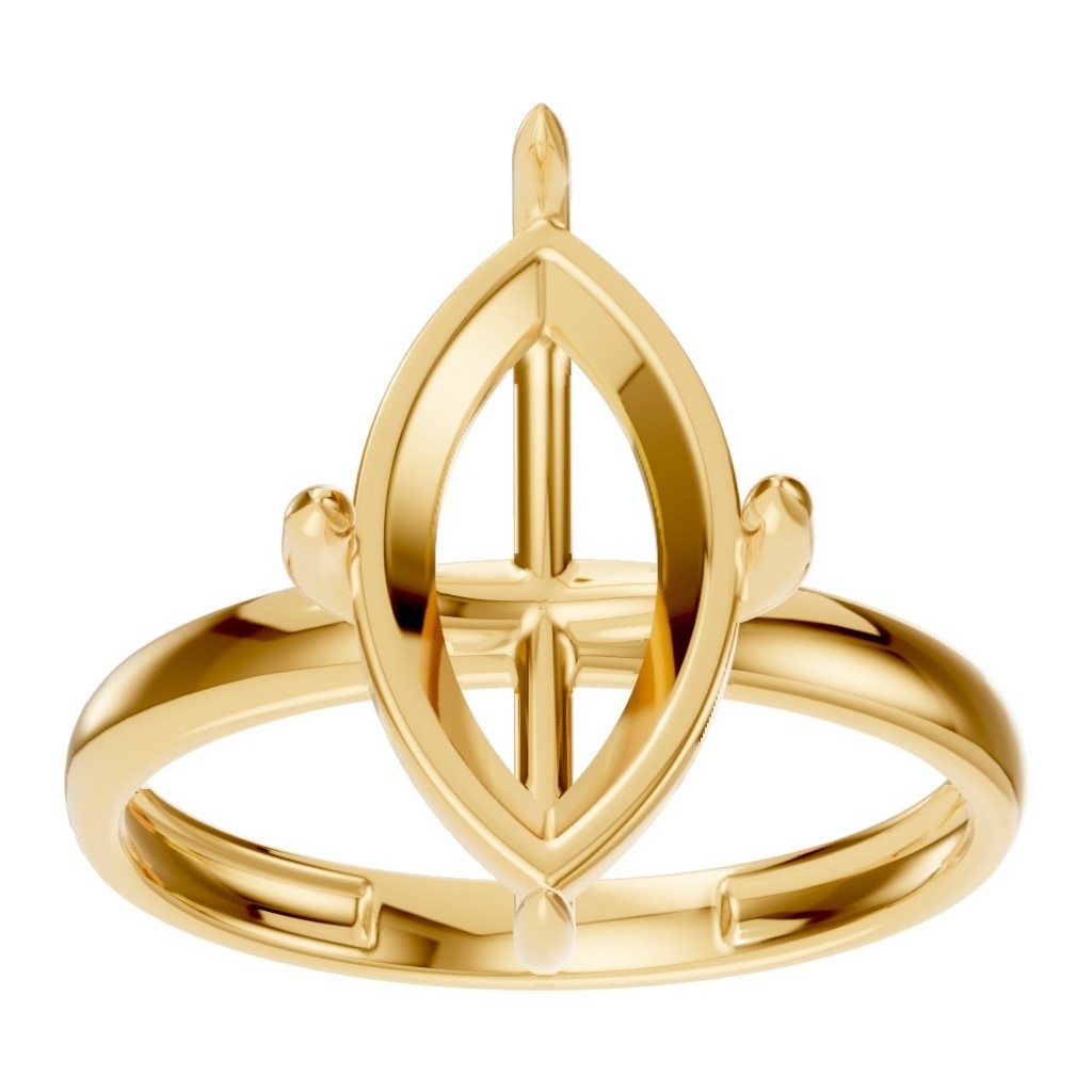 RI-9390 Yellow Gold Ring UNSET - Front View