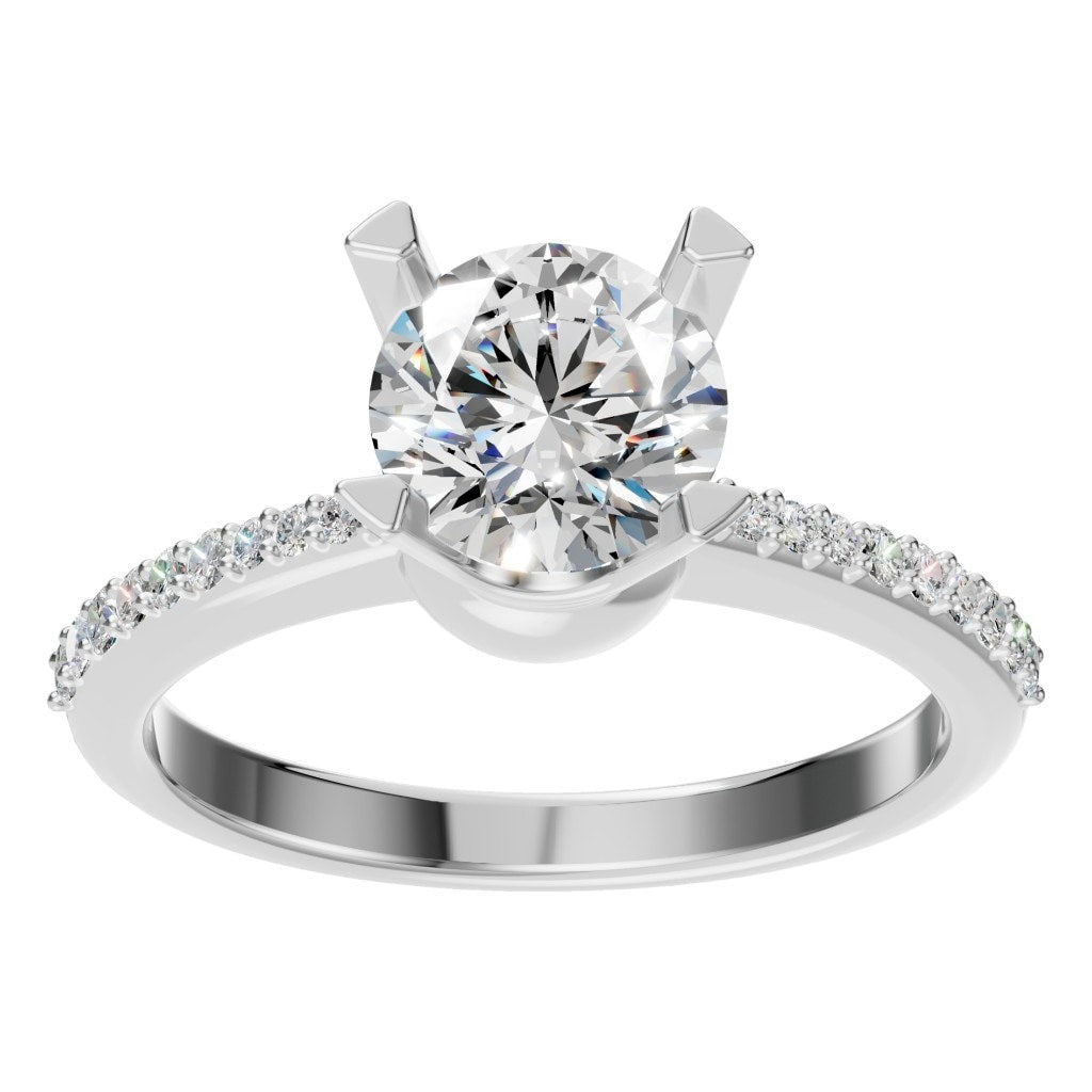 RI-9510 White Gold Ring SET - Front View