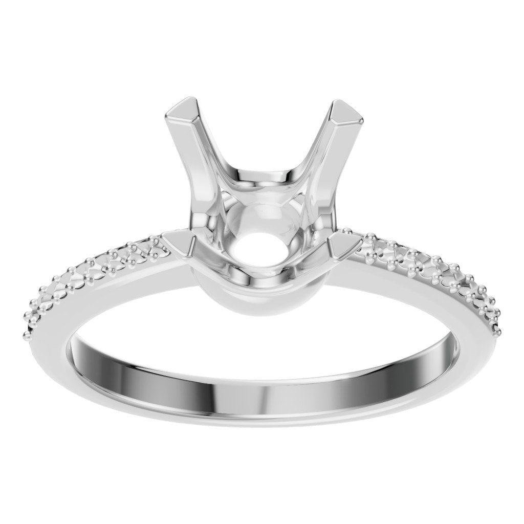 RI-9510 White Gold Ring UNSET - Front View