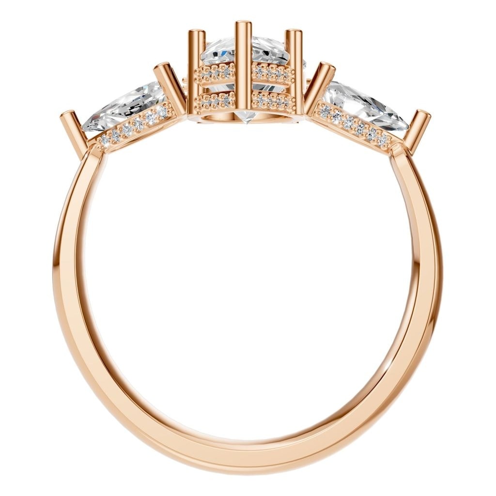 RI-9607 Rose Gold Ring SET - Top View