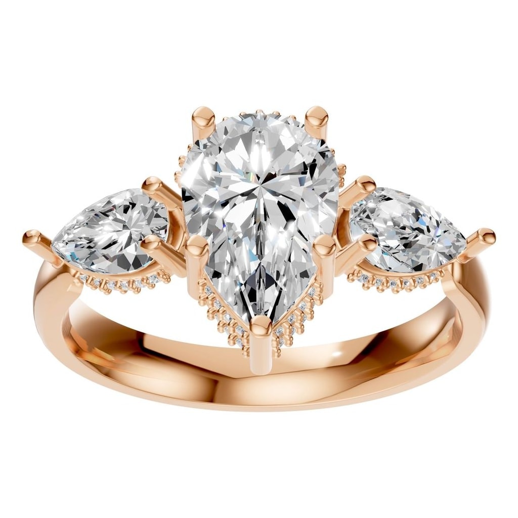 RI-9607 Rose Gold Ring SET - Front View
