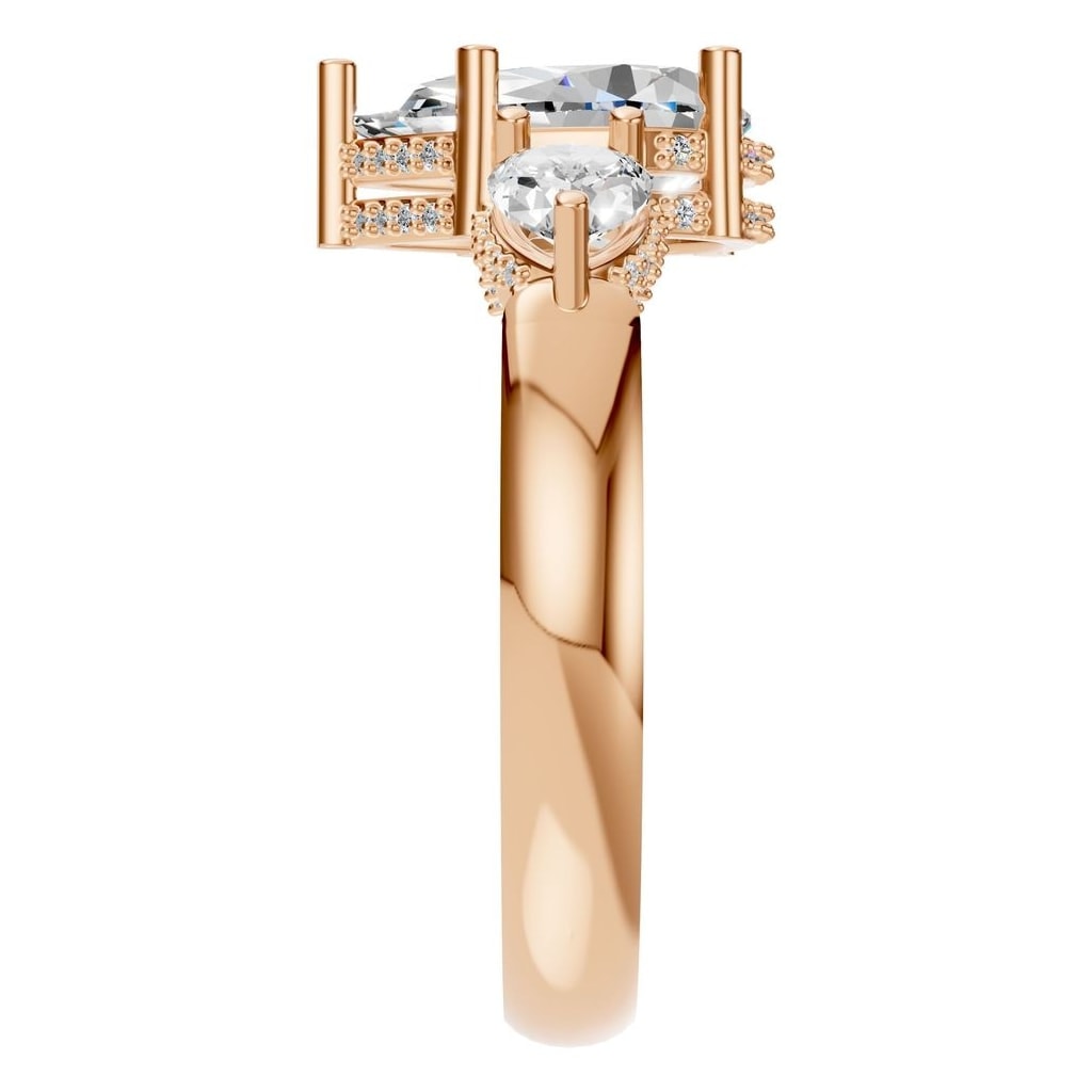 RI-9607 Rose Gold Ring SET - Side View