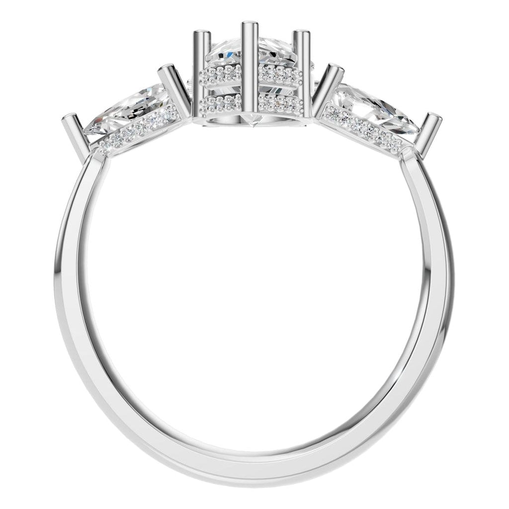 RI-9607 White Gold Ring SET - Top View