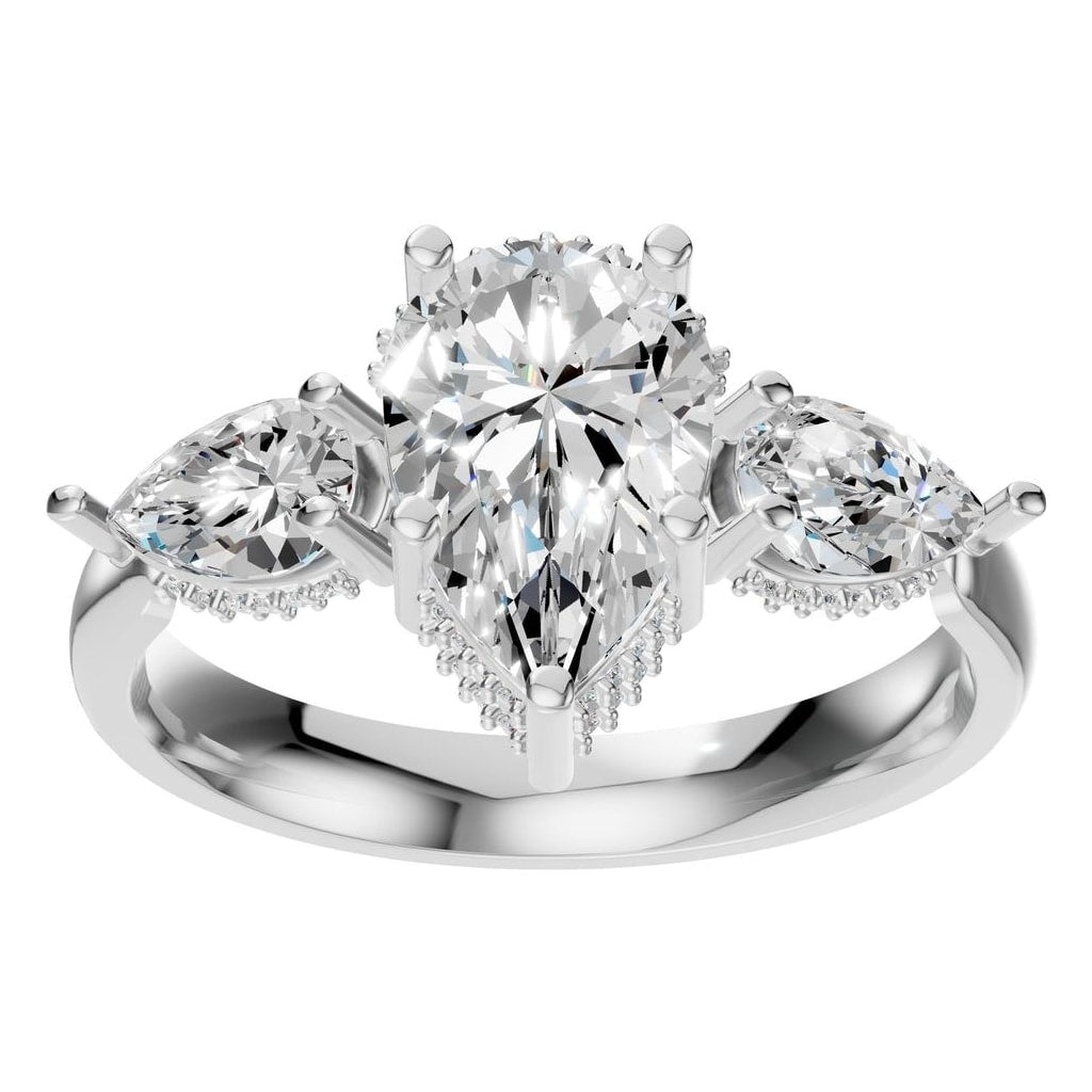 RI-9607 White Gold Ring SET - Front View