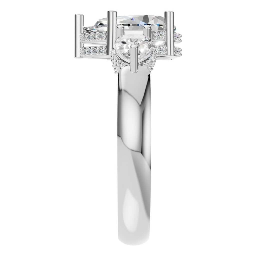 RI-9607 White Gold Ring SET - Side View