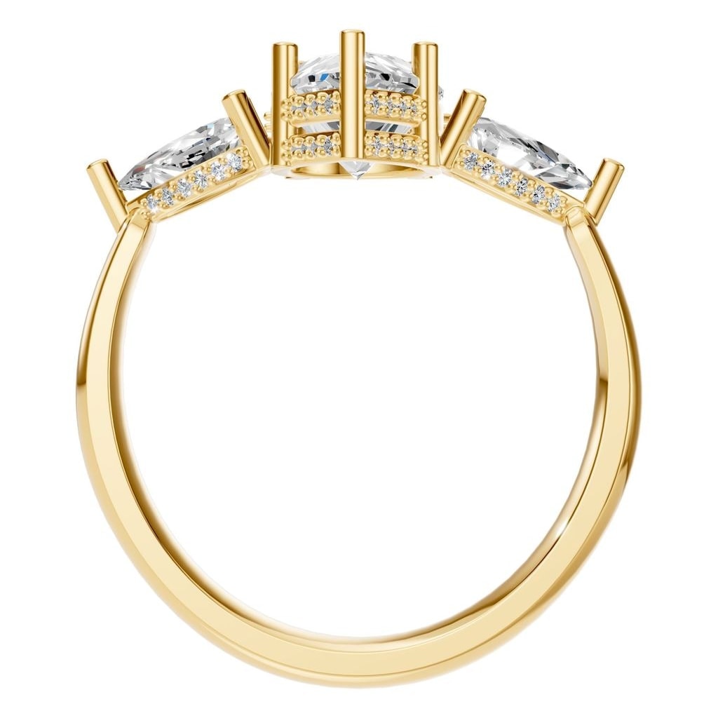 RI-9607 Yellow Gold Ring SET - Top View