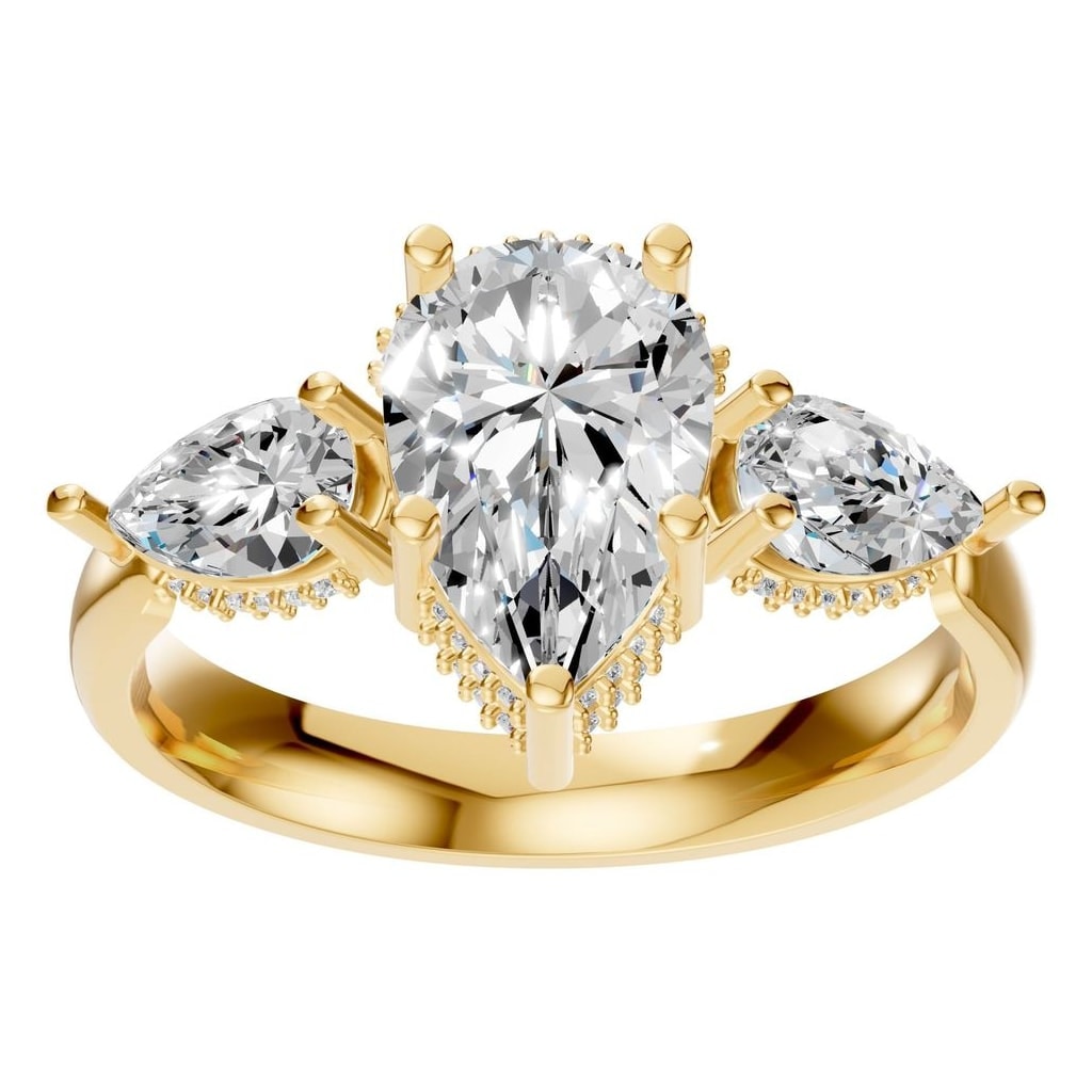 RI-9607 Yellow Gold Ring SET - Front View