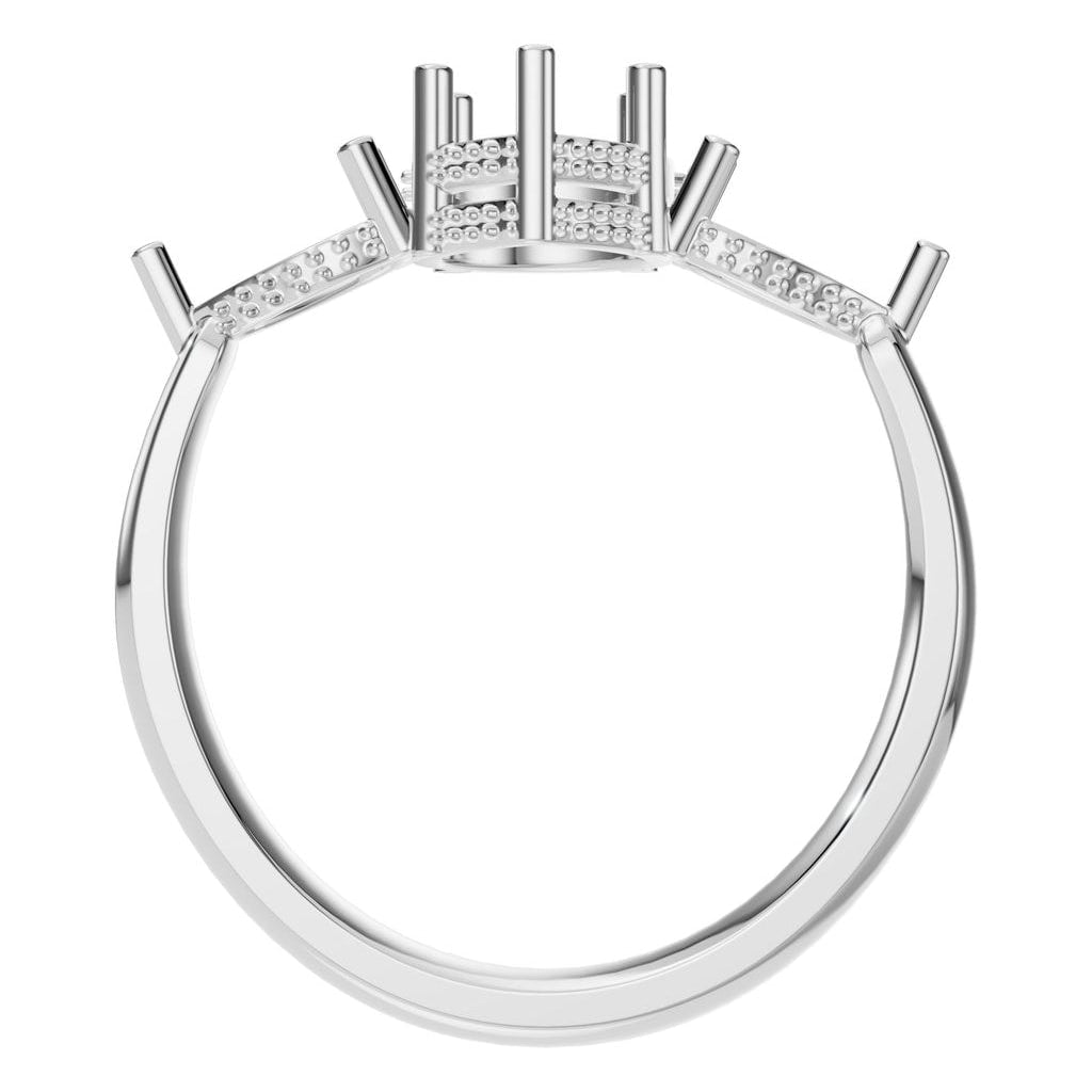 RI-9607 White Gold Ring UNSET - Top View