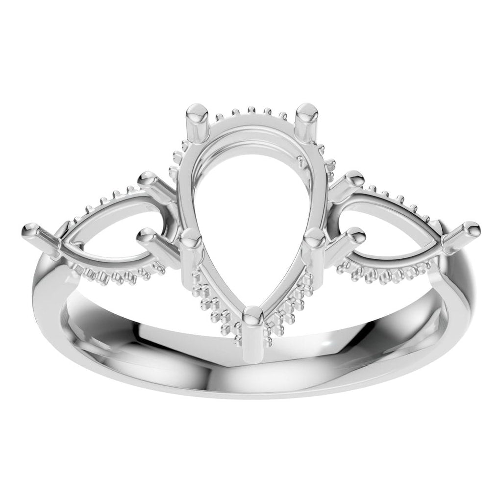 RI-9607 White Gold Ring UNSET - Front View