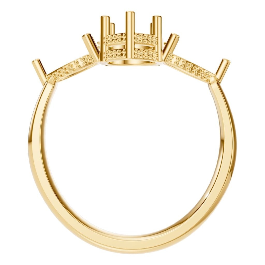 RI-9607 Yellow Gold Ring UNSET - Top View