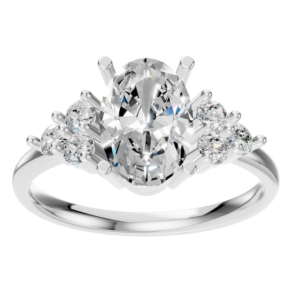RI-9895 White Gold Ring SET - Front View