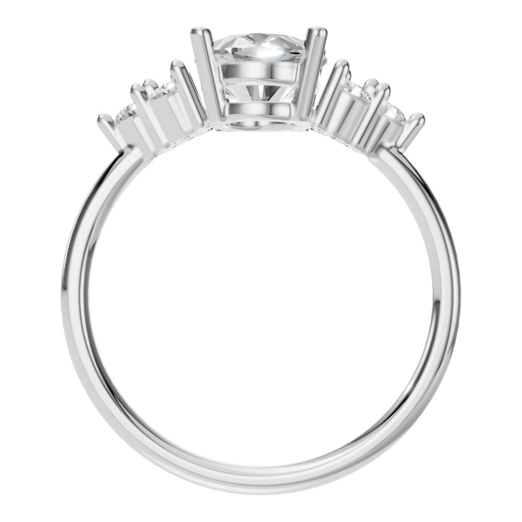 RI-9895 White Gold Ring SET - Top View