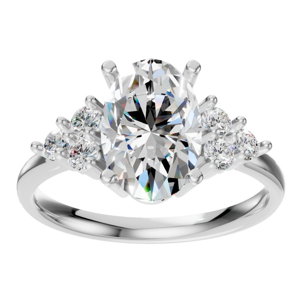 RI-9895 White Gold Ring SET - Front View