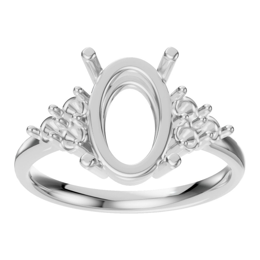 RI-9895 White Gold Ring UNSET - Front View