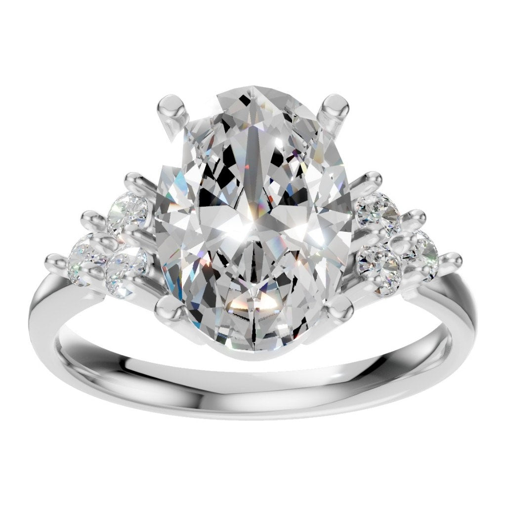 RI-9895 White Gold Ring SET - Front View