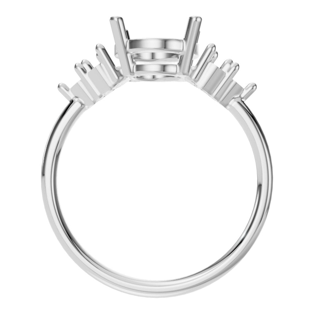 RI-9895 White Gold Ring UNSET - Top View