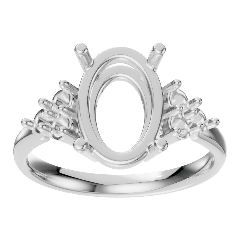 RI-9895 White Gold Ring UNSET - Front View