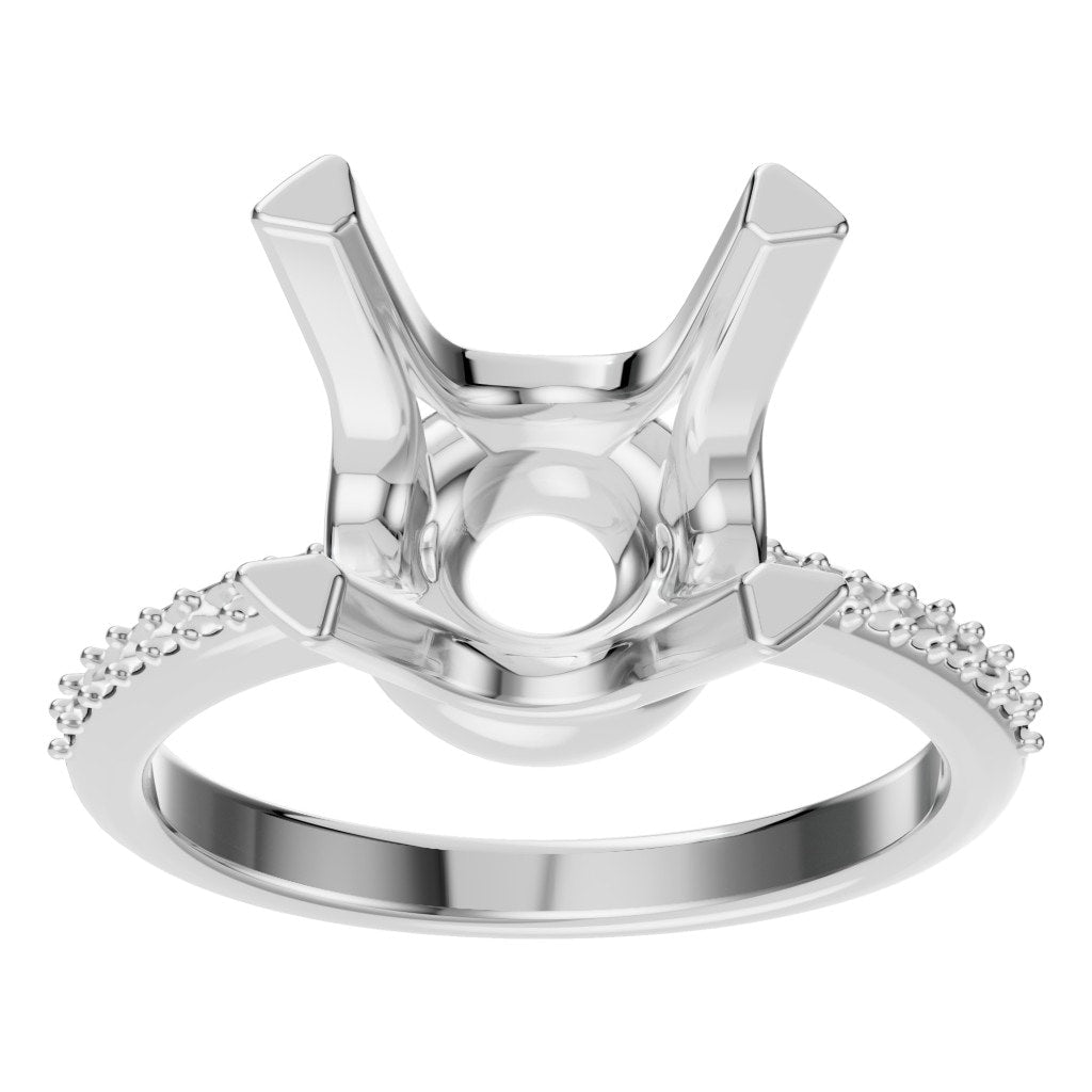RI-9962 White Gold Ring UNSET - Front View