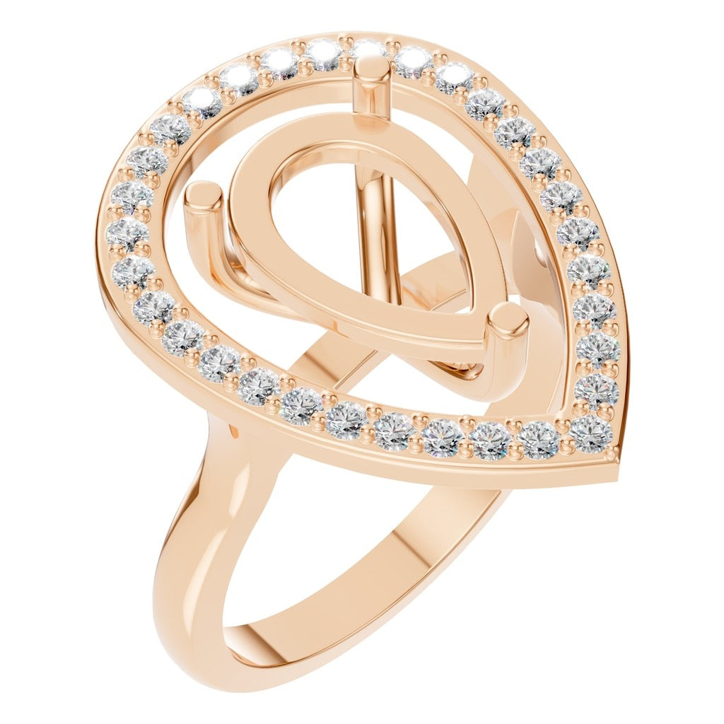 RI-9984 Rose Gold Ring SEMISET - Main View