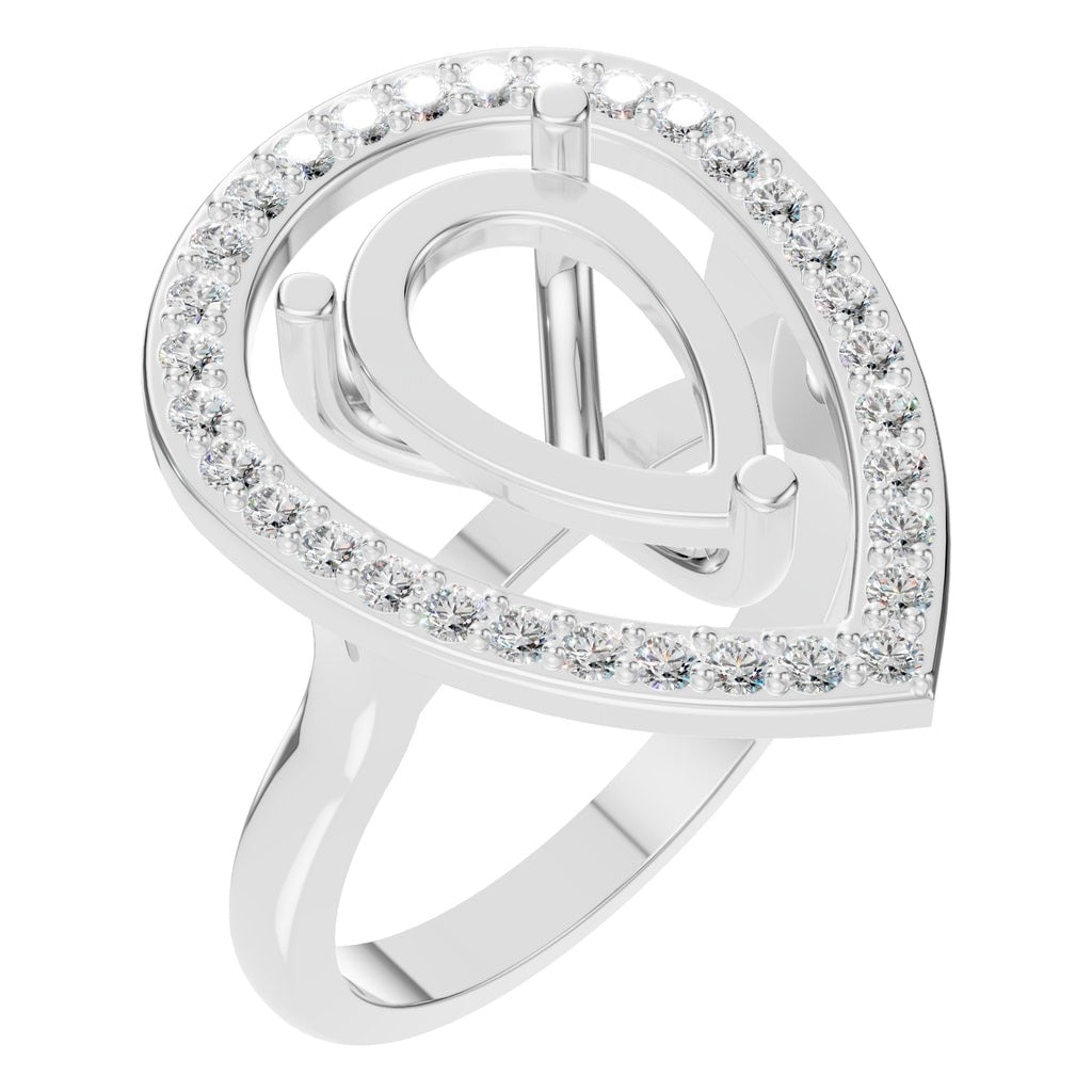 RI-9984 White Gold Ring SEMISET - Main View
