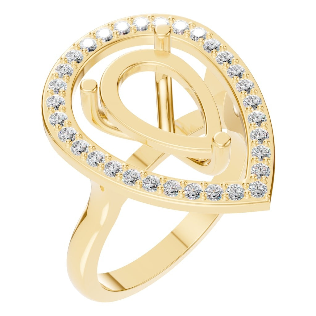 RI-9984 Yellow Gold Ring SEMISET - Main View