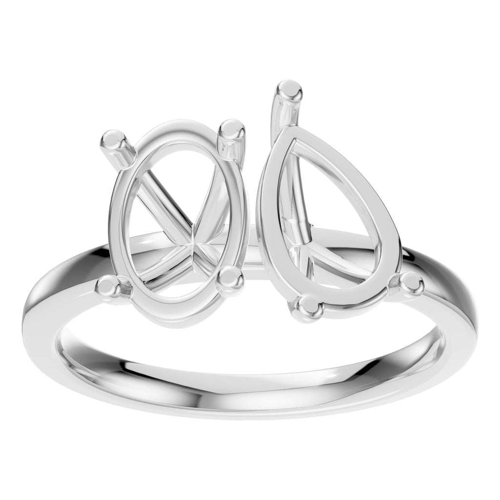 RI-9986 White Gold Ring UNSET - Front View