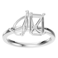 RI-9987 White Gold Ring UNSET - Front View