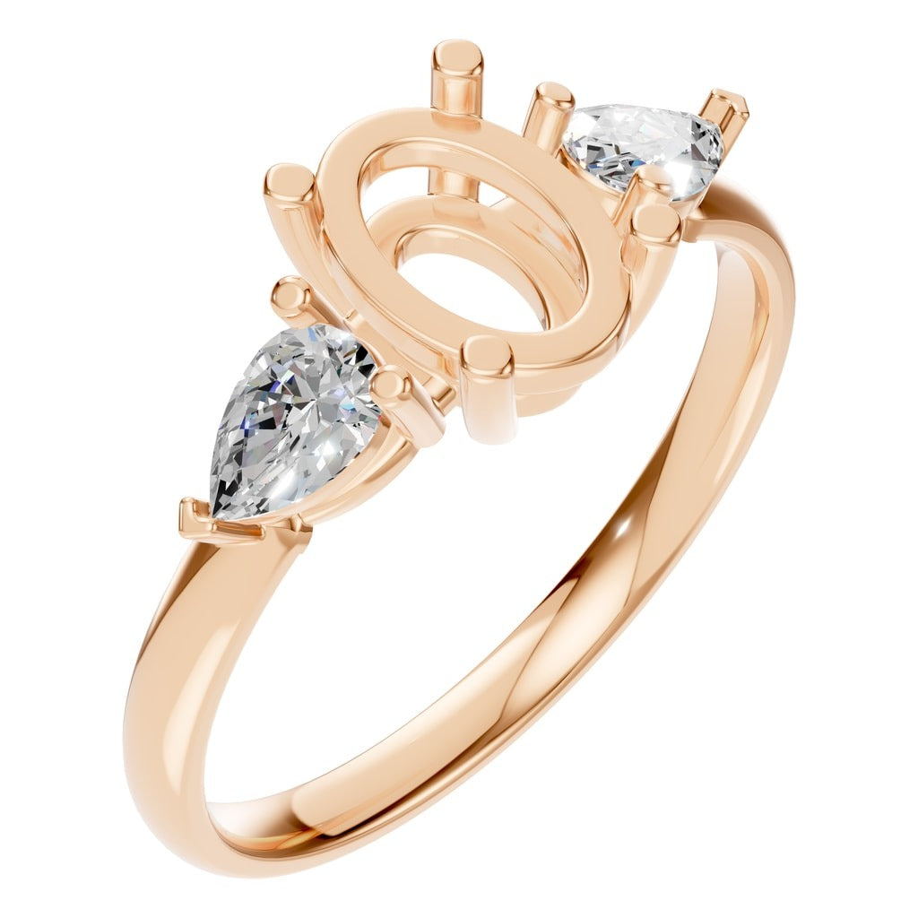 RI-9989 Rose Gold Ring SEMISET - Main View