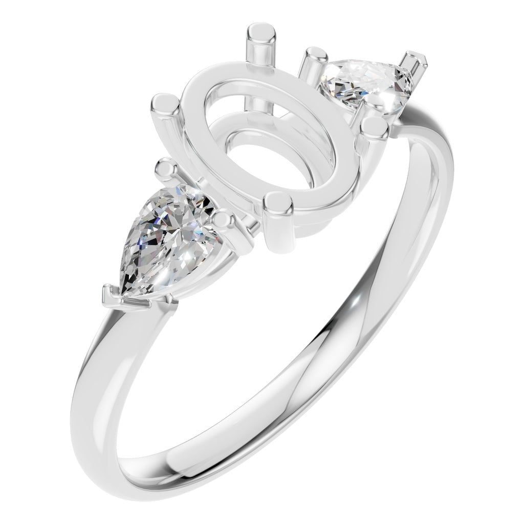RI-9989 White Gold Ring SEMISET - Main View