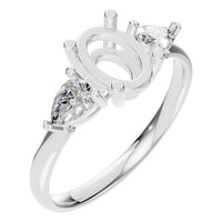 RI-9989 White Gold Ring SEMISET - Main View