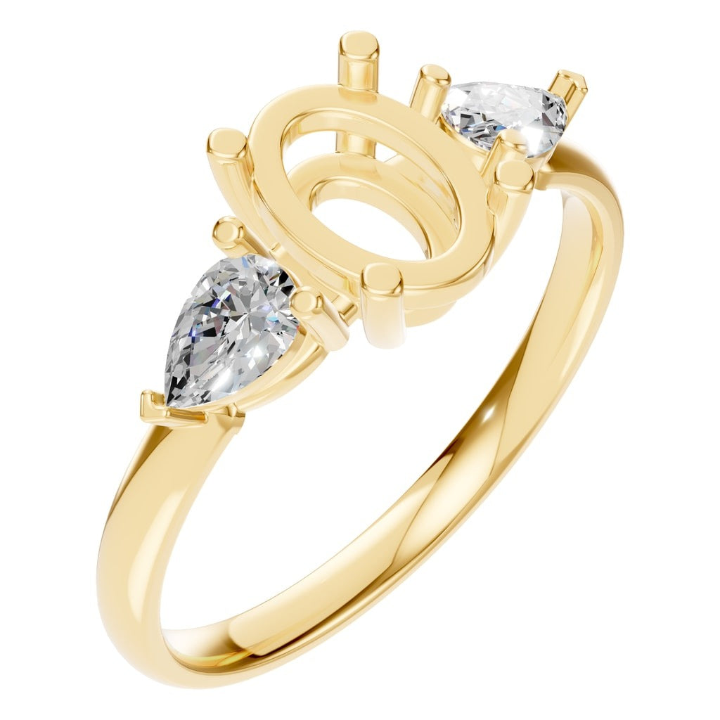 RI-9989 Yellow Gold Ring SEMISET - Main View