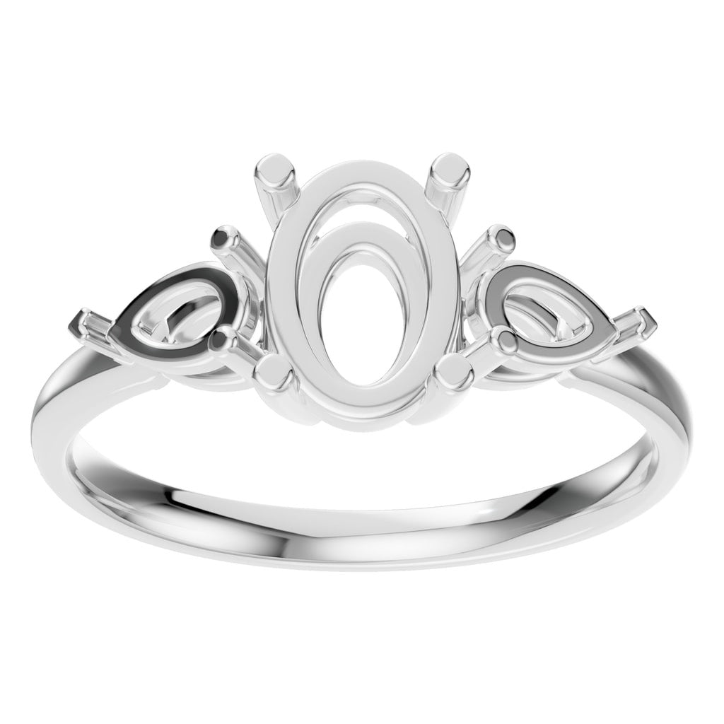 RI-9989 White Gold Ring UNSET - Front View