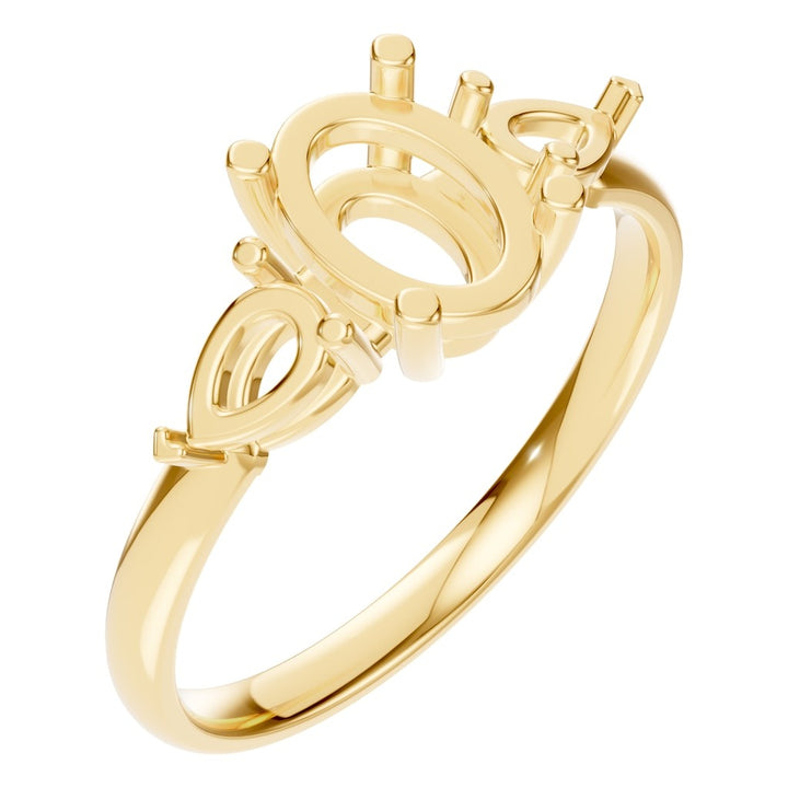Three Stone Ring Mounting - Oval 8.79x6.28mm